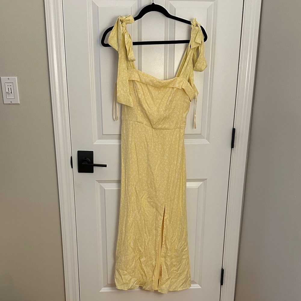 Trixxi Yellow Midi Dress with Bow Straps